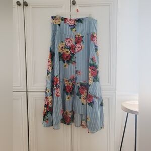 Maeve anthropologie floral ruffled midi skirt sz 12